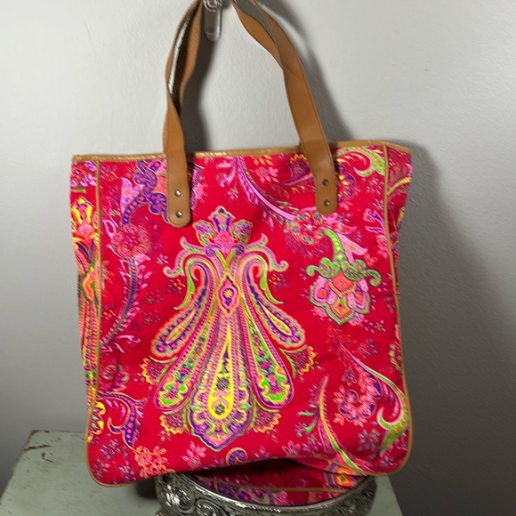 Vintage Vibrant Paisley Print Mod Tote XL - Picture 4 of 13